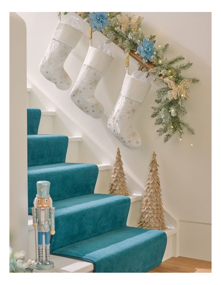 Luxe Christmas Champagne Glitter Triangle Leaf Tree Decoration