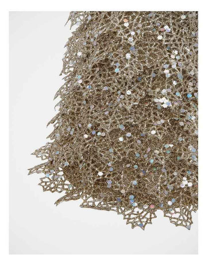 Luxe Christmas Champagne Glitter Triangle Leaf Tree Decoration