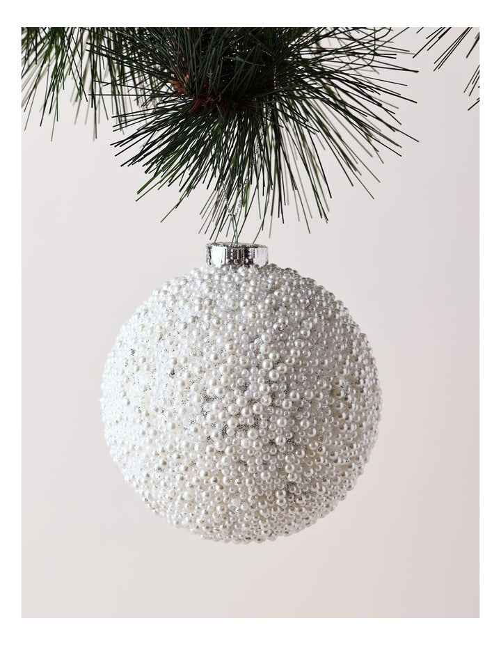 Luxe Christmas White Pearl Bauble