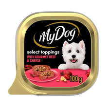 MY DOG ADULT WET DOG FOOD SELECT TOPPINGS WITH PRIME BEEF & CHEESE 100G TRAY