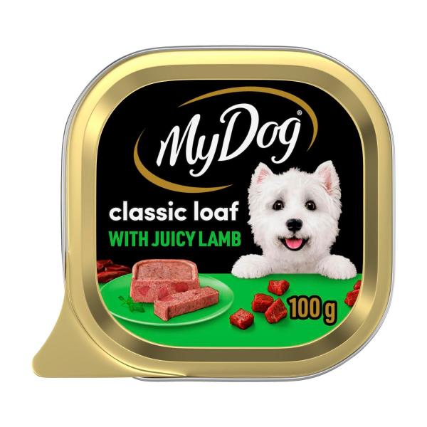 MY DOG ADULT WET DOG FOOD CLASSIC LOAF WITH JUICY LAMB TRAY 100G