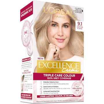 L'Oreal Paris Excellence Creme Hair Colour 9.1 Light Ash Blonde each