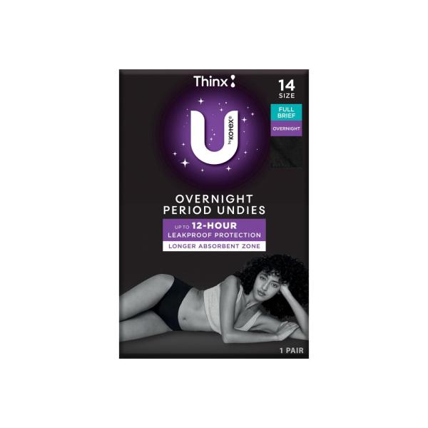 Overnight Period Underwear Brief Black Size 14-16