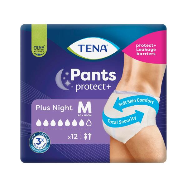 TENA PLUS NIGHT PANTS SIZE M 12 PACK