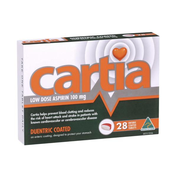 CARTIA LOW DOSE ASPIRIN 100MG TABLETS 28 PACK