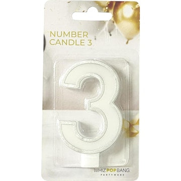 Whiz Pop Bang Number Candle 3 Assorted each