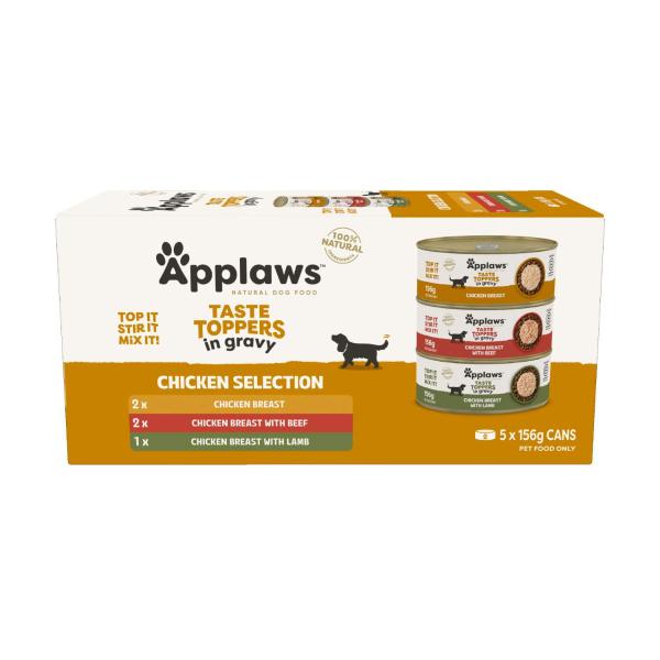 APPLAWS TASTE TOPPERS DOG TIN MULTIPACK CHICKEN SELECTI:CHICKEN IN GRA:.:780 GRAM