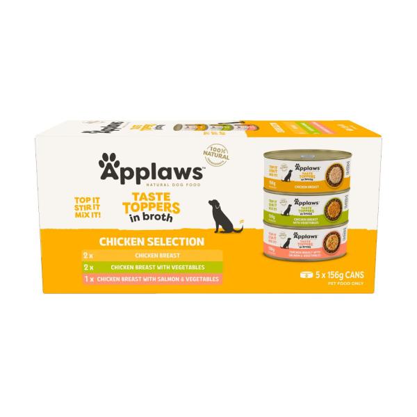 APPLAWS TASTE TOPPERS DOG TIN MULTIPACK CHICKEN SELECTI:BROTH CHICKEN:.:780 GRAM