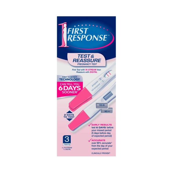 FIRST RESPONSE TEST & REASSURE PREGNANCY KIT 3PK