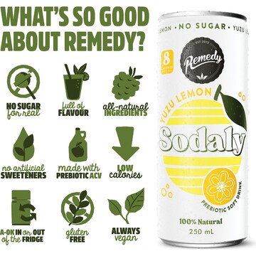 Remedy Sodaly Yuzu Lemon 250mL x 4 pack