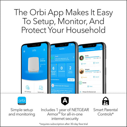 NETGEAR Orbi RBK763S AX5400 Tri-Band Mesh Wi-Fi 6 System (3 Pack)
