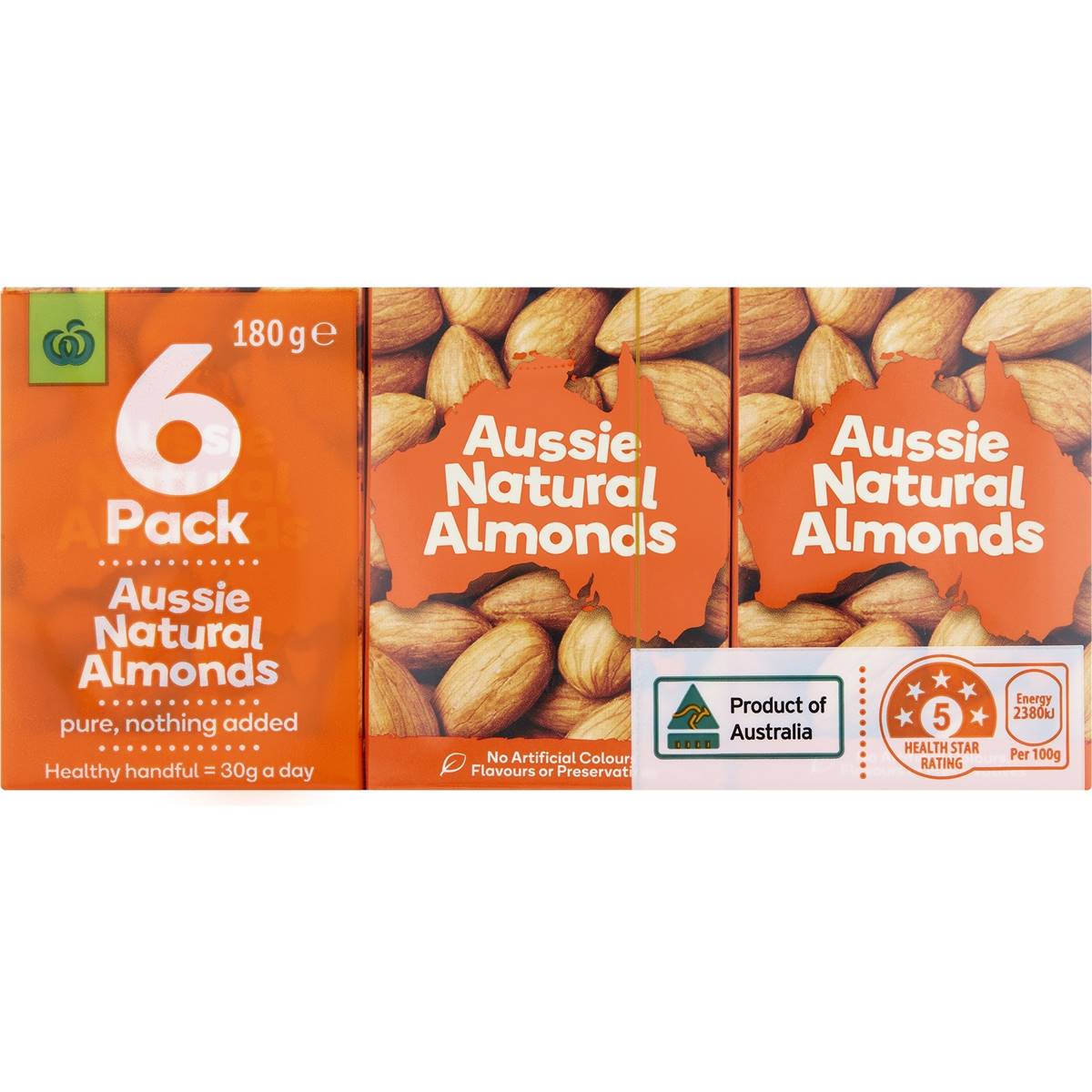 Woolworths Aussie Natural Almonds 6 Pack