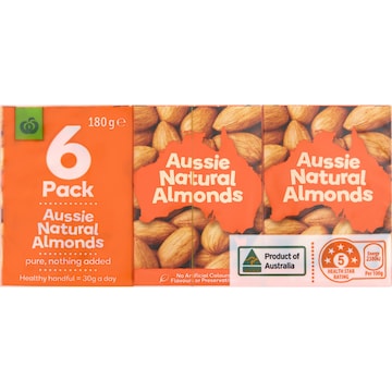 Woolworths Natural Almonds 30g x 6 pack