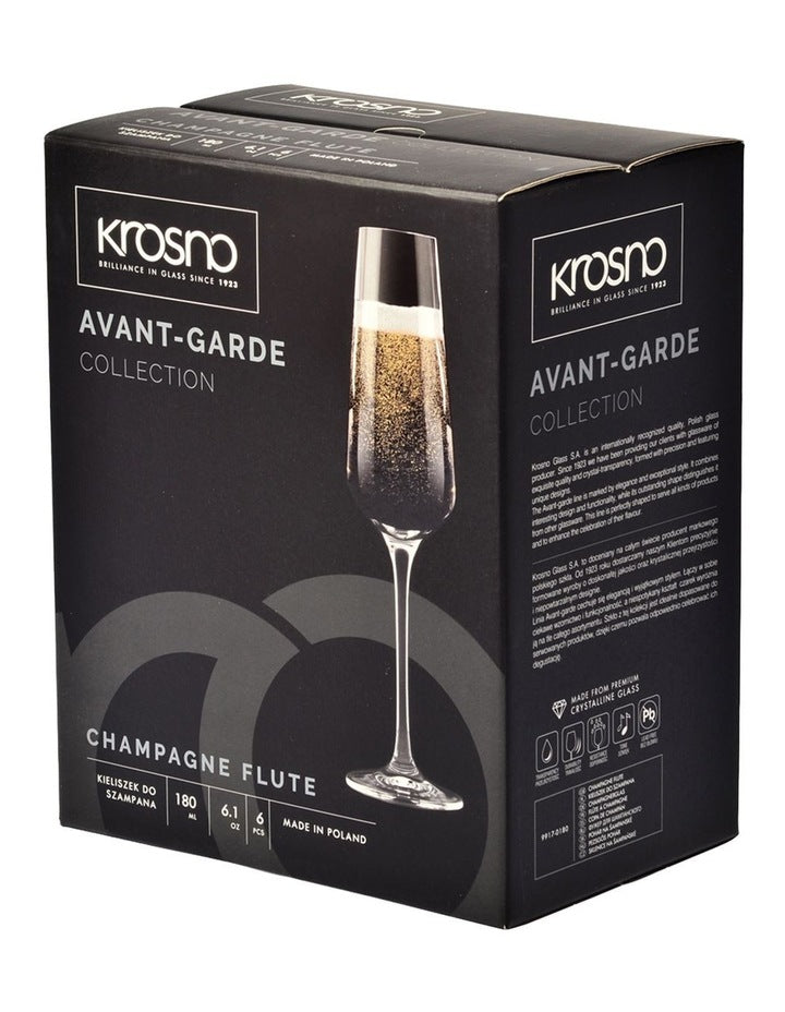 Avant Garde Champagne Flute 200ml Set of 6 in Clear