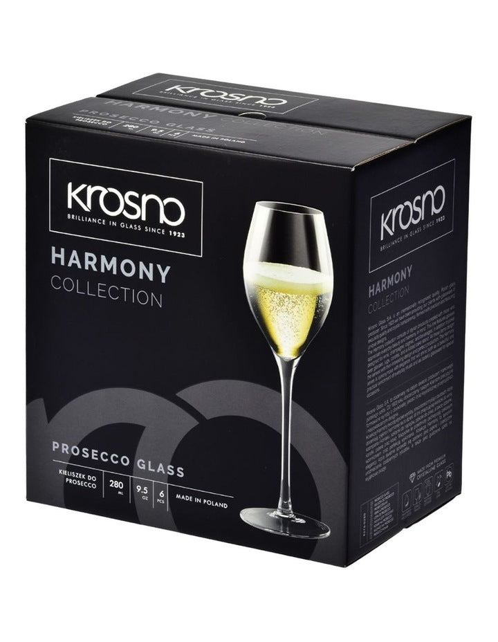 Harmony Prosecco Glass 300ml Set of 6 Gift Boxed in Clear