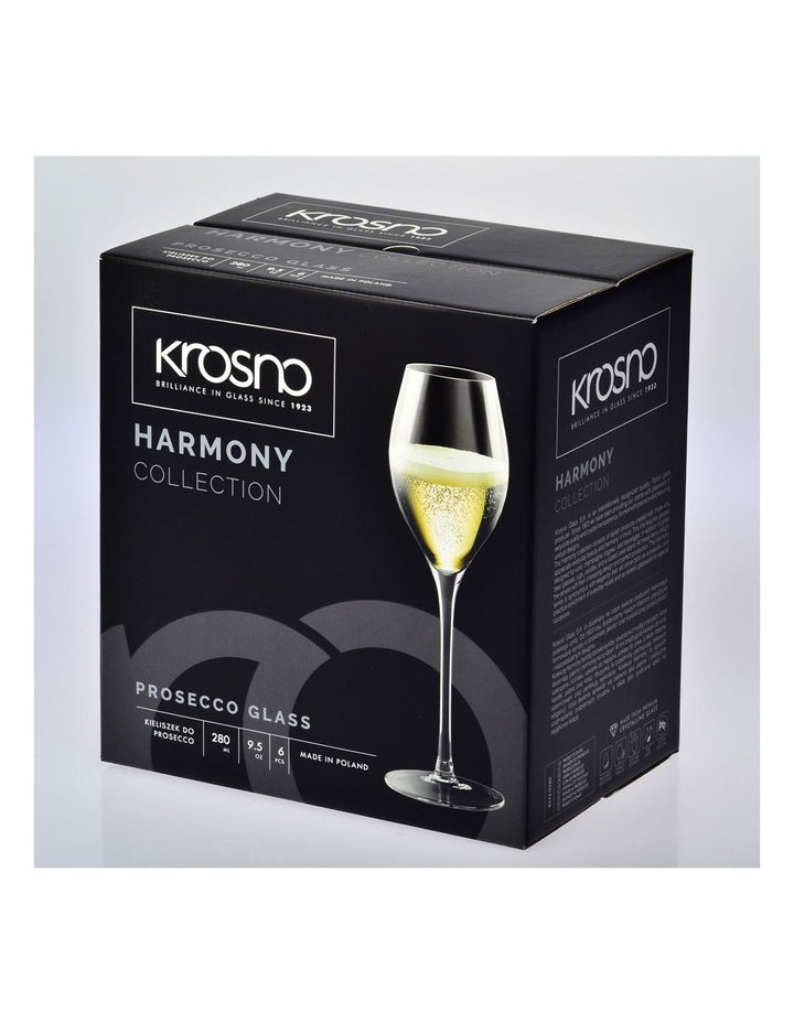 Harmony Prosecco Glass 300ml Set of 6 Gift Boxed in Clear