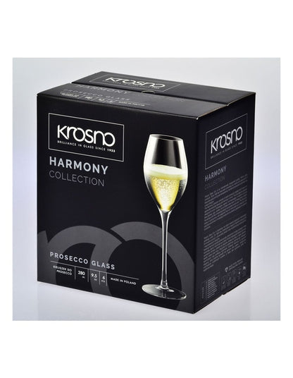 Harmony Prosecco Glass 300ml Set of 6 Gift Boxed in Clear