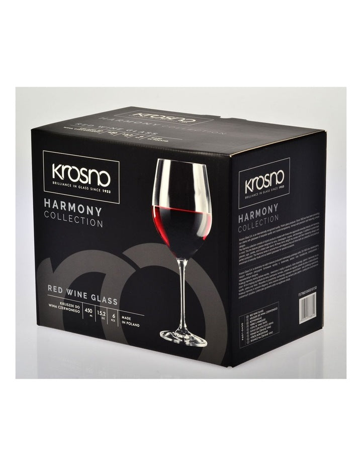 Harmony Wine Glass 530ml Set of 6 Gift Boxed Set in Clear