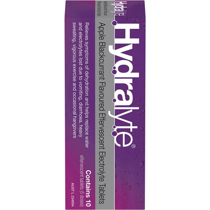 Hydralyte Effervescent Electrolyte Tablets Apple Blackcurrant 10 Pack