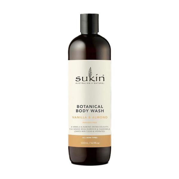 SUKIN VANILLA & ALMOND BODY WASH 500ML