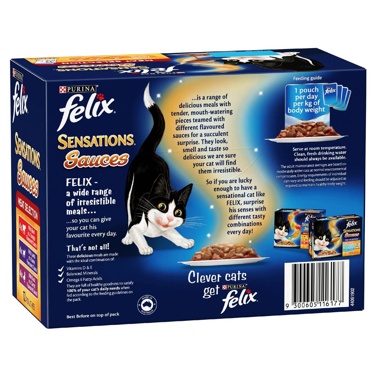 Felix Adult SensationsÂ Sauces Meat Selection Wet Cat Food 85g x 12 pack