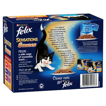 Felix Adult SensationsÂ Sauces Meat Selection Wet Cat Food 85g x 12 pack