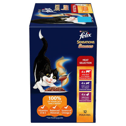 Felix Adult SensationsÂ Sauces Meat Selection Wet Cat Food 85g x 12 pack