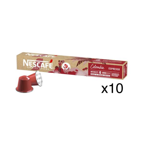 NESCAFE FARMERS ORIGINS COLOMBIA ESPRESSO COFFEE CAPSULES 10 PACK