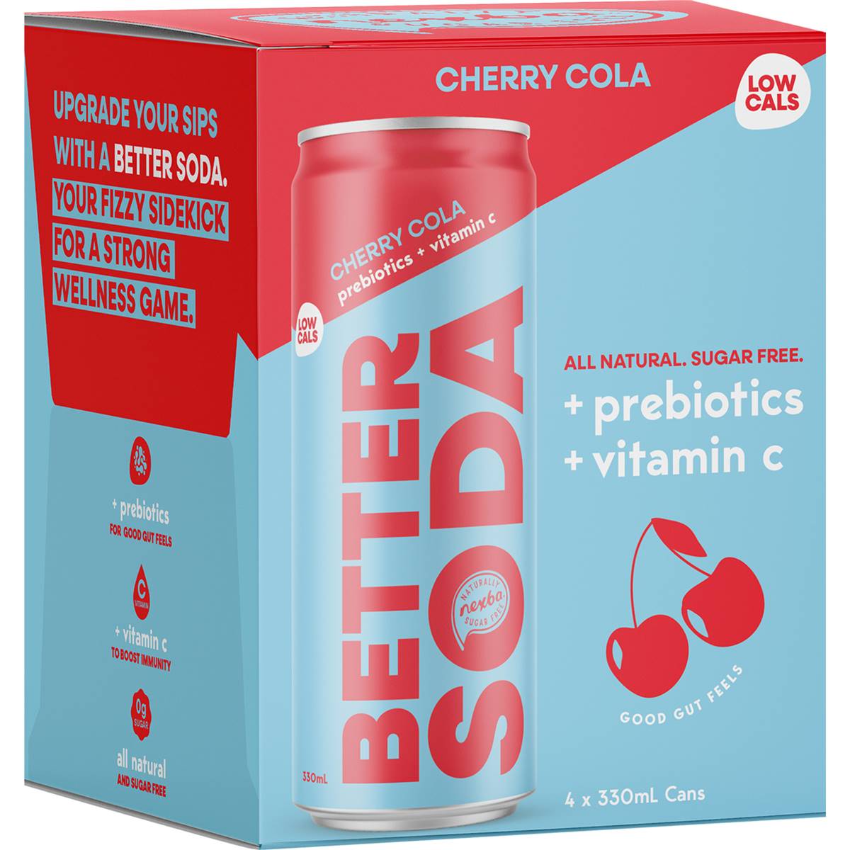 Nexba Better Soda Cherry Cola 330ml x 4 Pack