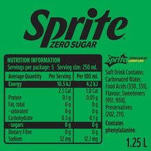 Sprite Zero Sugar Lemonade Soft Drink Bottle 1.25L
