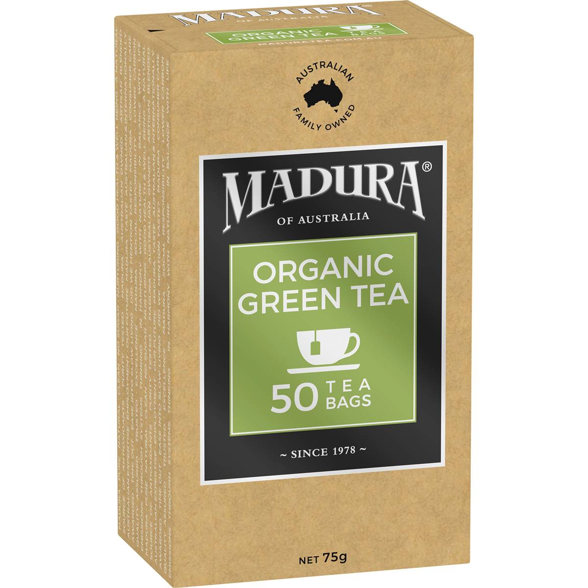 Madura Organic Green Tea Bags 50 Pack