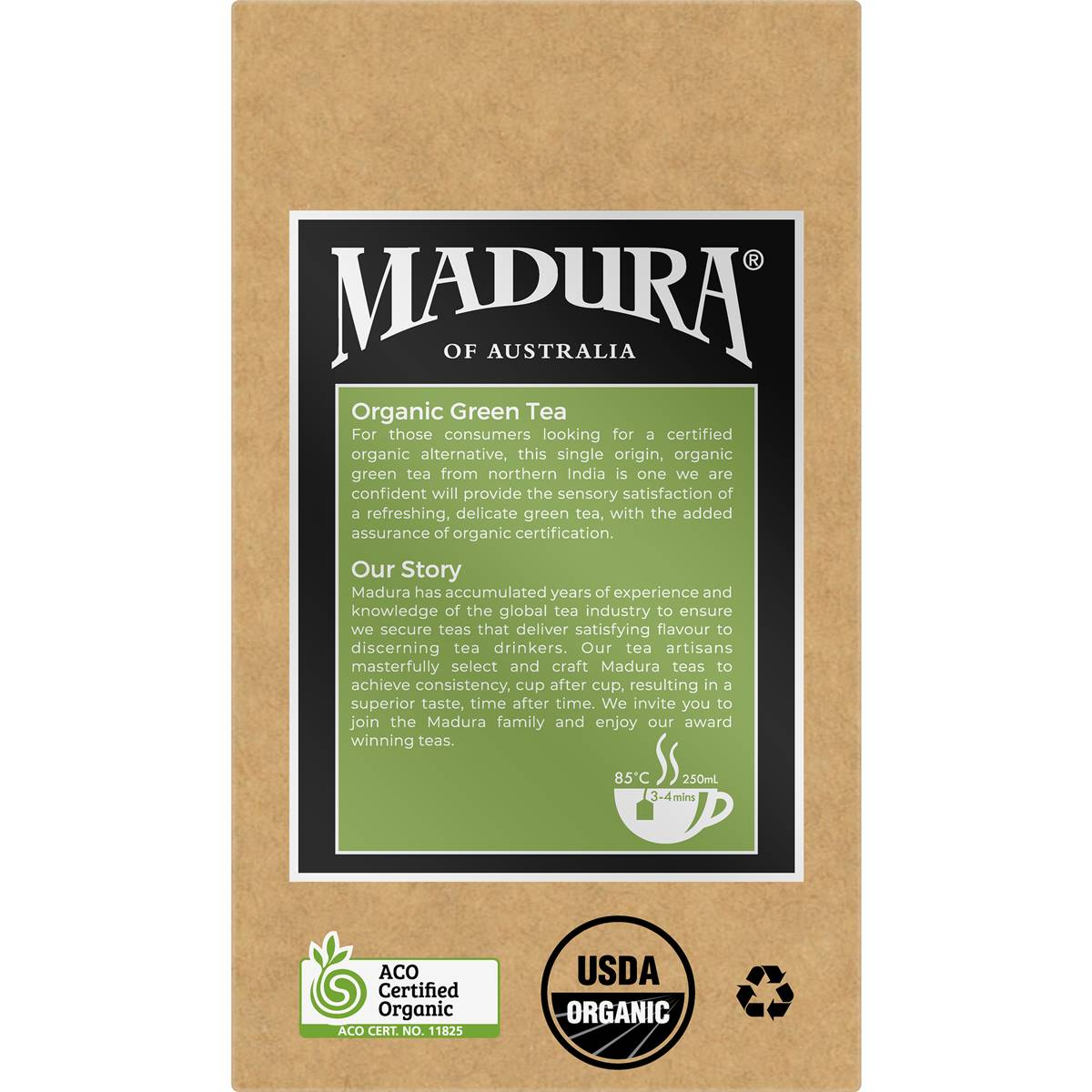 Madura Organic Green Tea Bags 50 Pack
