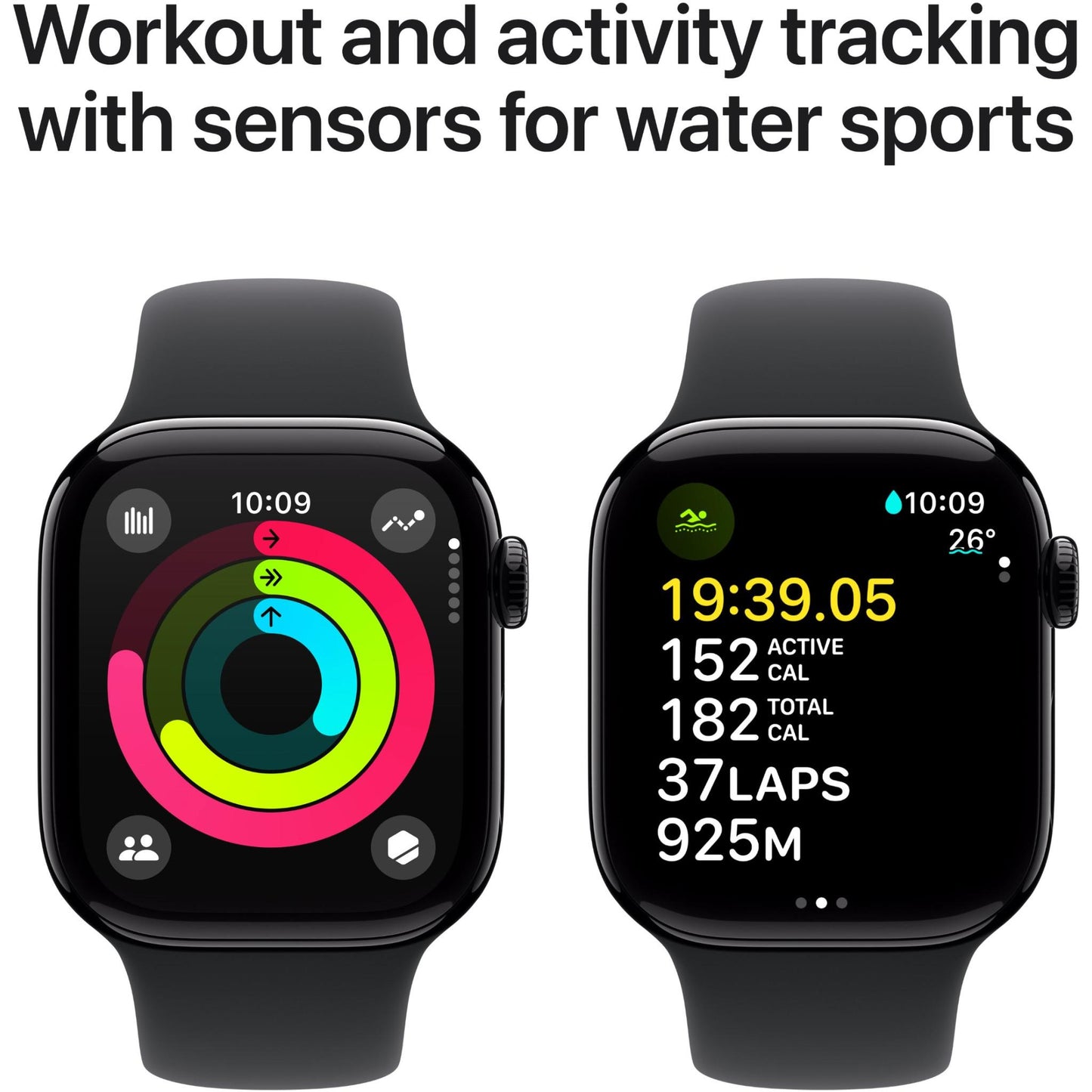 Apple Watch Series 10 42mm Jet Black Aluminium Case GPS Sport Band (S/M) [Black]