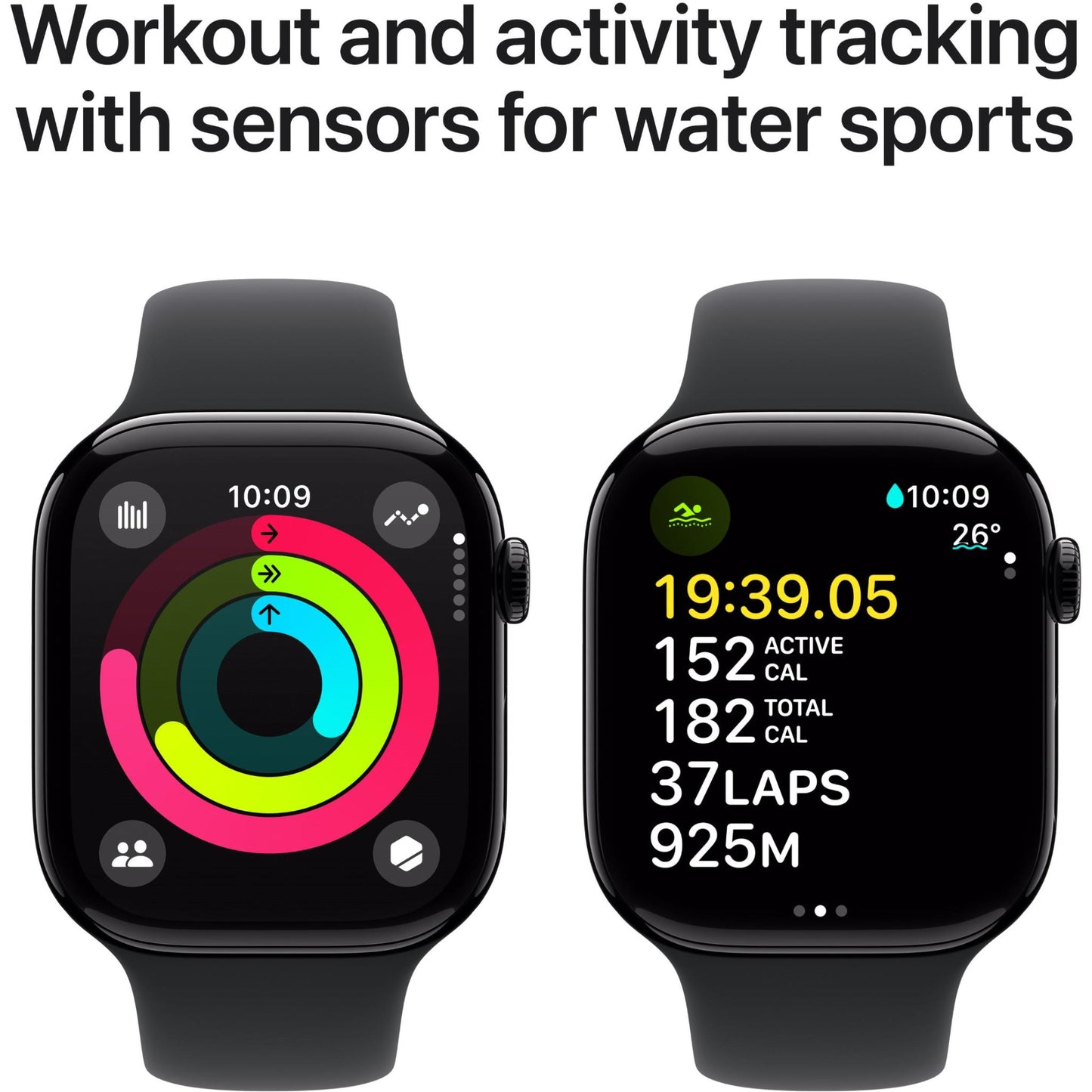 Apple Watch Series 10 46mm Jet Black Aluminium Case GPS Sport Band (S/M) [Black]