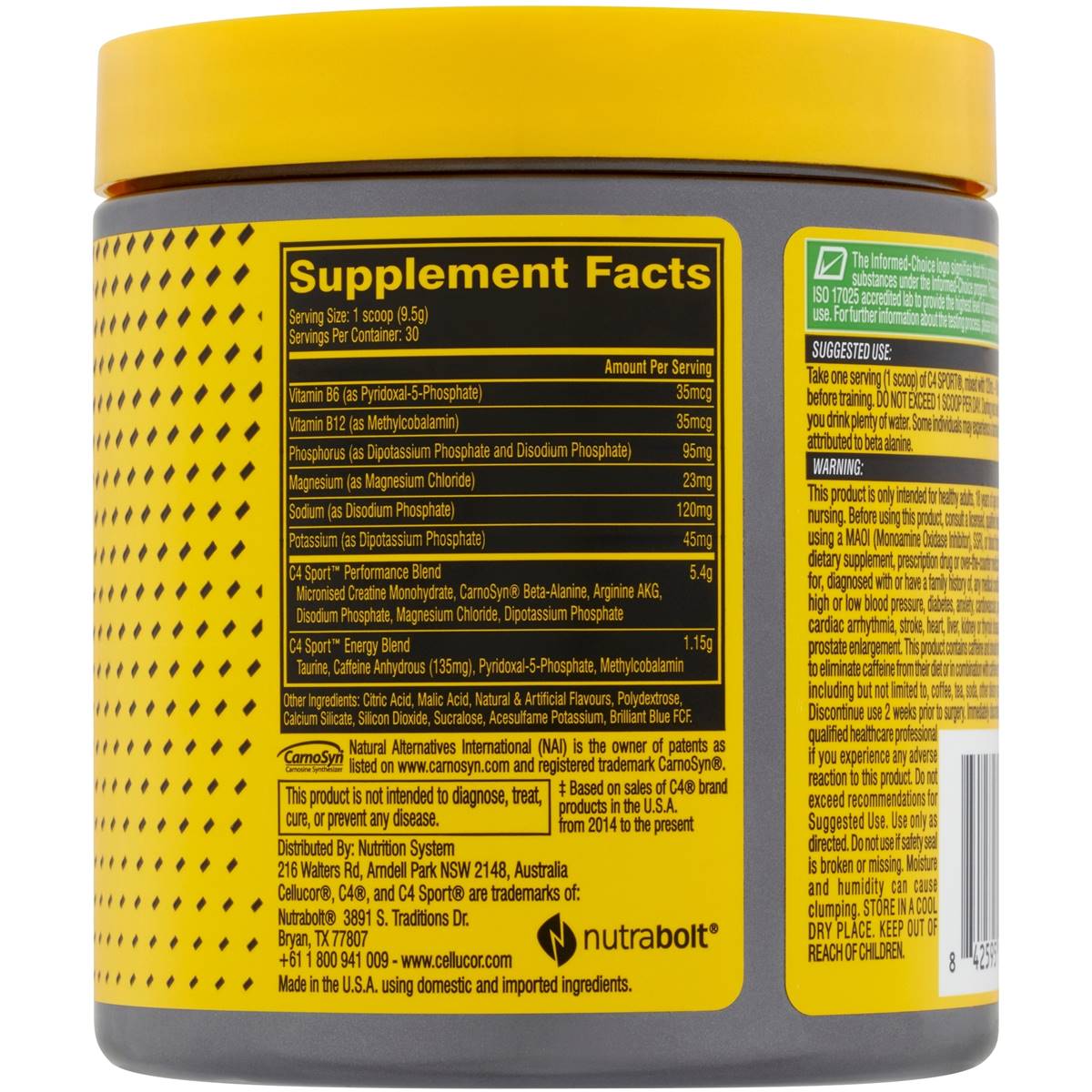 Cellucor C4 Sport Pre-Workout Powder Blue Raspberry 285g