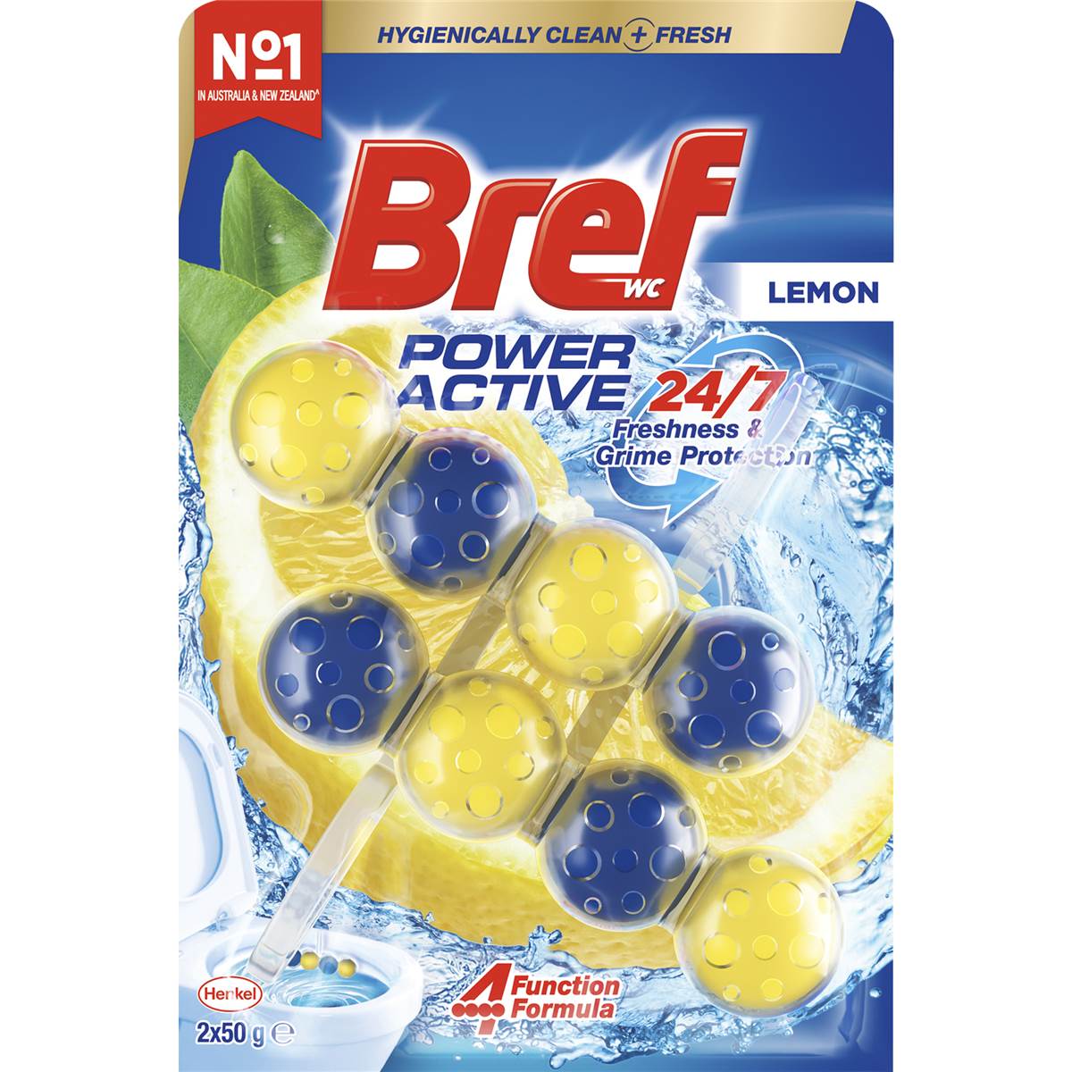 Bref Power Active Lemon Toilet Cleaner Block 50g x 2 pack