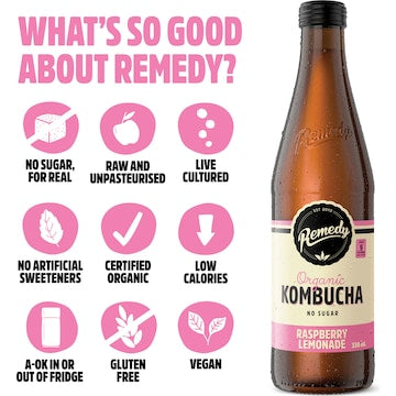 Remedy Kombucha Raspberry Lemonade 330mL