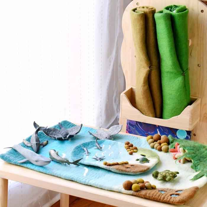Tara Treasures Large Felt Sea and Rockpool Play Mat Ocean Playscape 80cm Pretend & Imaginative Play Toys Best Seller Most Loved in Store 3yrs+