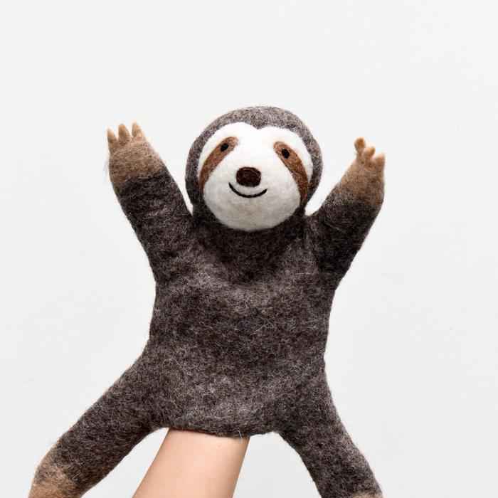 Tara Treasures Felt Sloth Hand Puppet Pretend & Imaginative Play Toys Retired 3yrs+