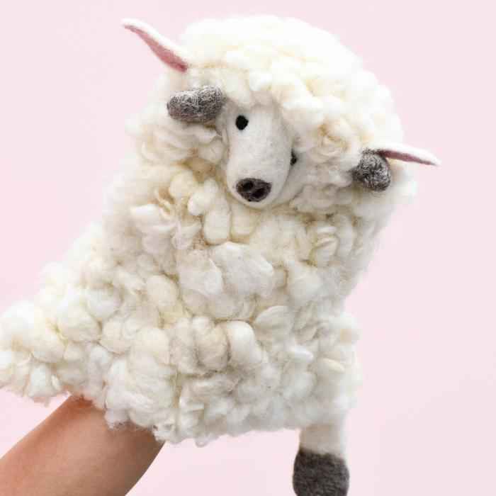 Tara Treasures Felt Lamb Hand Puppet Pretend & Imaginative Play Farm Animal Toys Retired 3yrs+