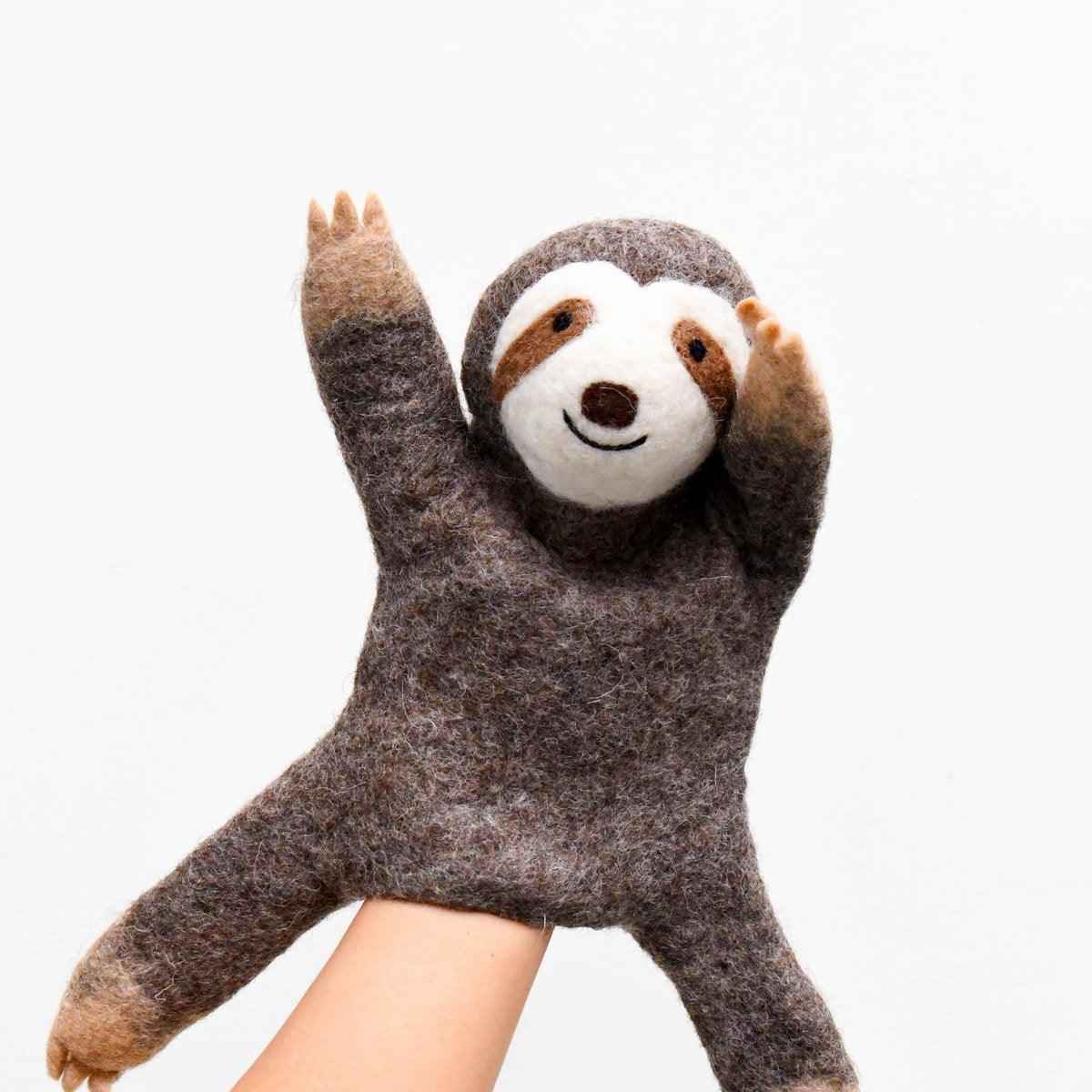 Tara Treasures Felt Sloth Hand Puppet Pretend & Imaginative Play Toys Retired 3yrs+