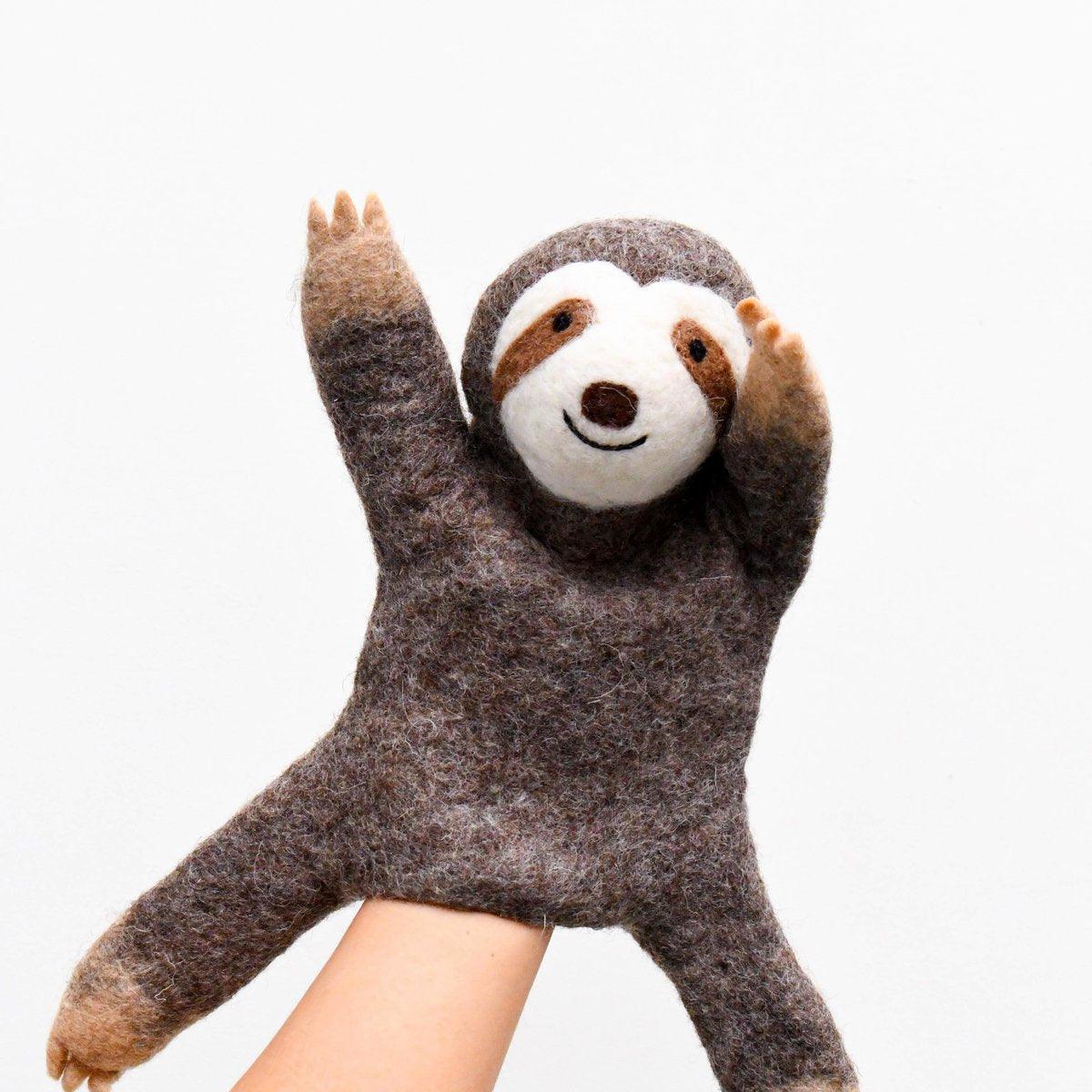 Tara Treasures Felt Sloth Hand Puppet Pretend & Imaginative Play Toys Retired 3yrs+