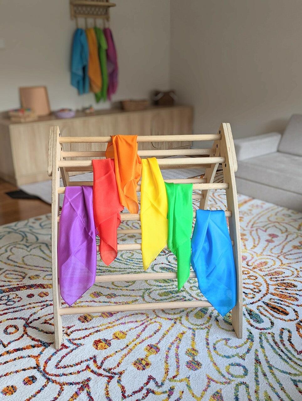 Play Silks by Play Silkies Australia Mini Silks Set of 6 45x45cm 100% Silk Natural Waldorf Toys Imaginative & creative Play open ended Baby Toddler Toys Best Seller 12m+