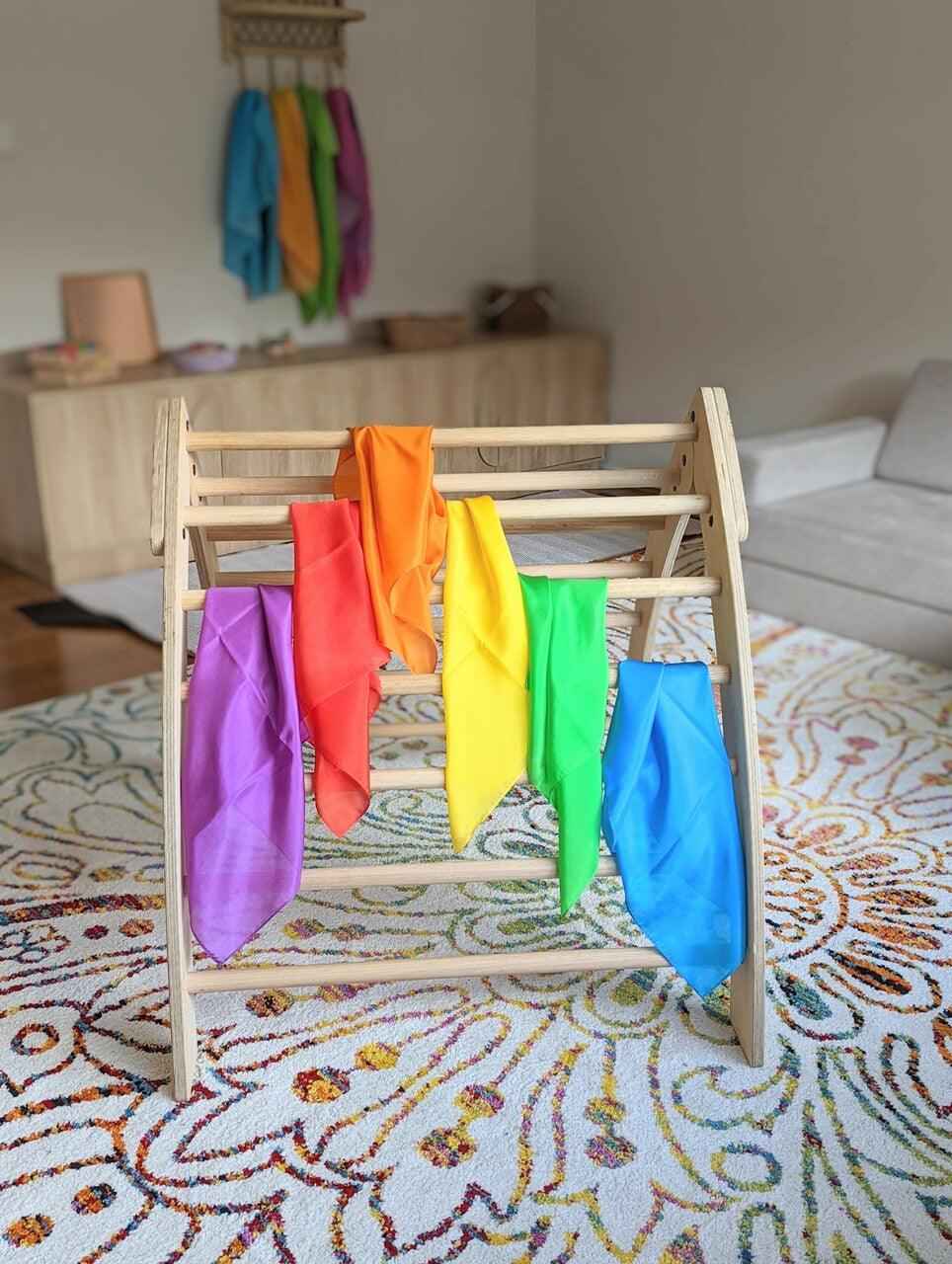 Play Silks by Play Silkies Australia Mini Silks Set of 6 45x45cm 100% Silk Natural Waldorf Toys Imaginative & creative Play open ended Baby Toddler Toys Best Seller 12m+