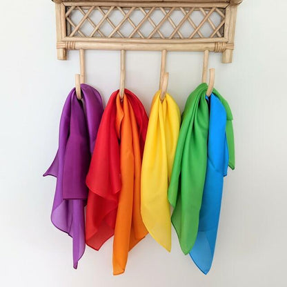 Play Silks by Play Silkies Australia Mini Silks Set of 6 45x45cm 100% Silk Natural Waldorf Toys Imaginative & creative Play open ended Baby Toddler Toys Best Seller 12m+