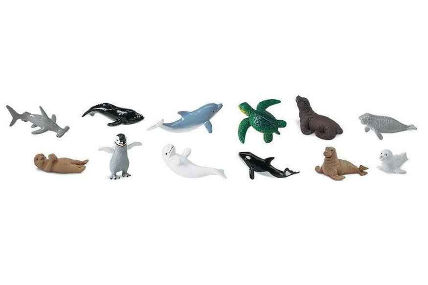 Tube of 12 Small Sea Life Animal Figurines Montessori Language Learning Ocean Figurines by Safari Ltd Toob Range Turtle Toys Best Seller 3yrs+