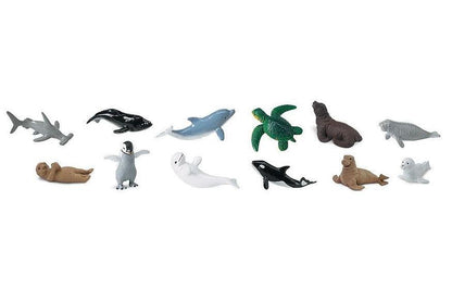 Tube of 12 Small Sea Life Animal Figurines Montessori Language Learning Ocean Figurines by Safari Ltd Toob Range Turtle Toys Best Seller 3yrs+