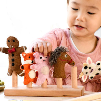 Tara Treasures Australian Hardwood Finger Puppet Stand (5 rods) Best Seller 3yrs+
