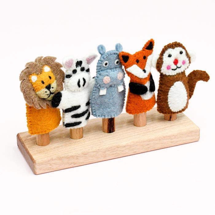 Tara Treasures Australian Hardwood Finger Puppet Stand (5 rods) Best Seller 3yrs+