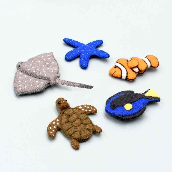 Tara Treasures Felt Australia Under the Sea Finger Puppet and Book Set Pretend and Imaginative Play Felt Animals Best Seller 3yrs+